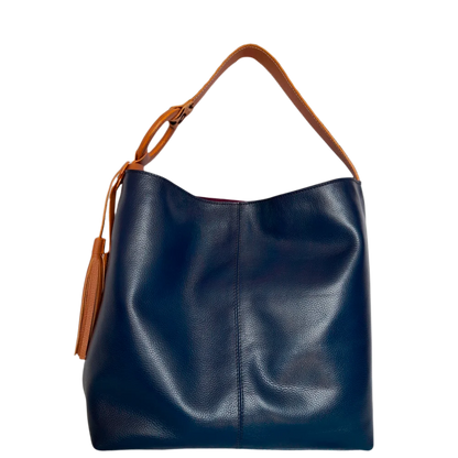 Bolso en cuero para mujer Nora azul oscuro