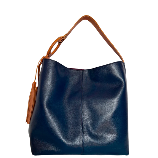 Bolso en cuero para mujer Nora azul oscuro