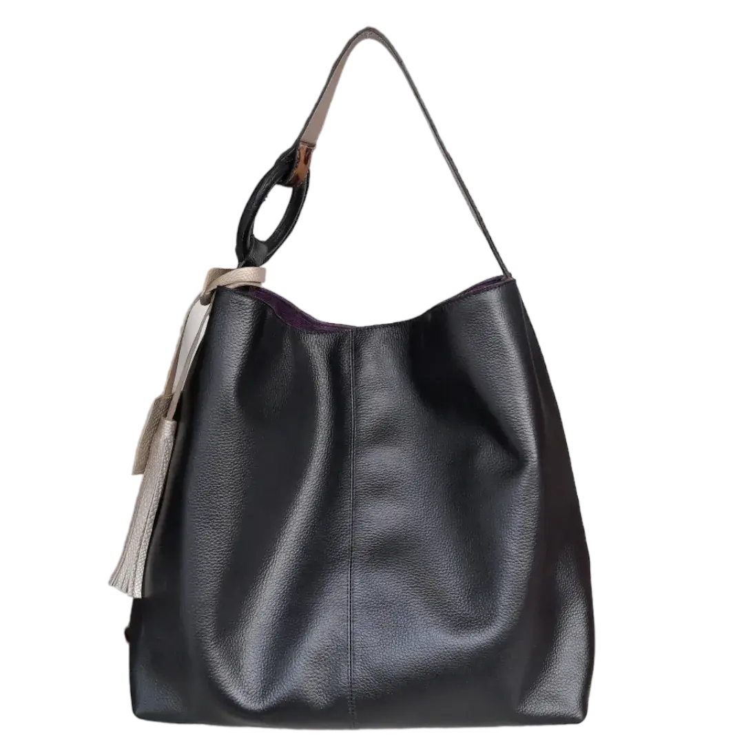 Nora black leather bag for women