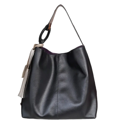 Nora black leather bag for women