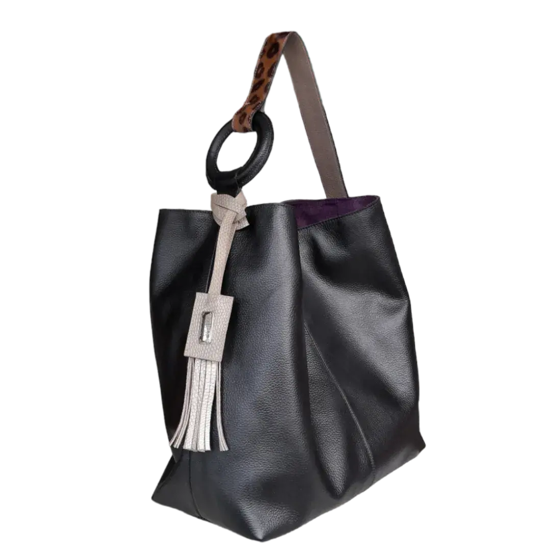 Nora black leather bag for women