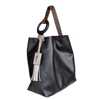 Nora black leather bag for women