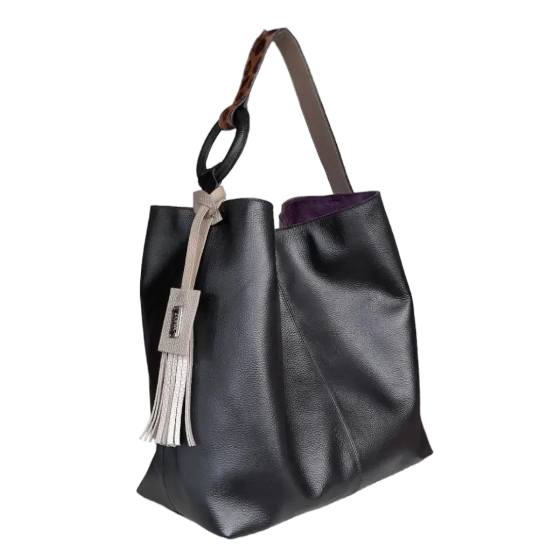 Nora black leather bag for women