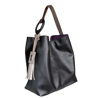 Nora black leather bag for women