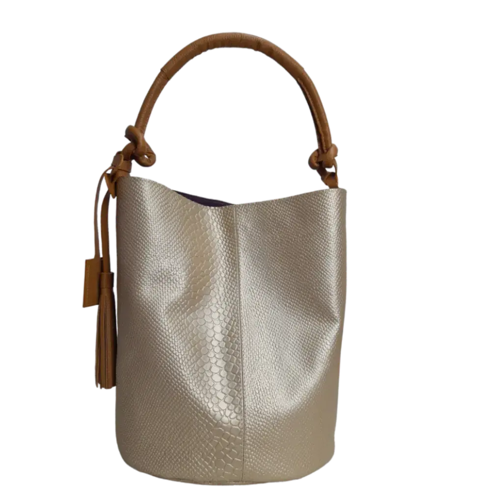 Olivia anaconda women's leather bag in gold pewter