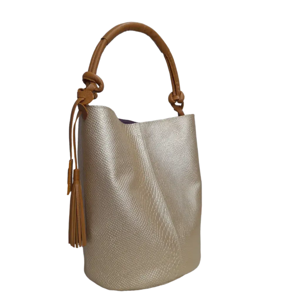 Olivia anaconda women's leather bag in gold pewter