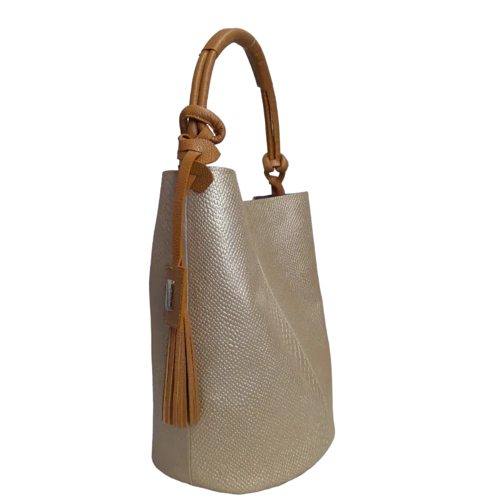 Olivia anaconda women's leather bag in gold pewter