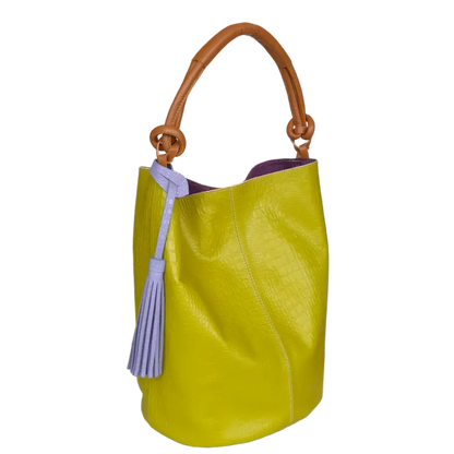 Bolso en cuero para mujer Olivia reptil verde limon