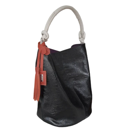 Bolso en cuero para mujer Olivia reptil negro