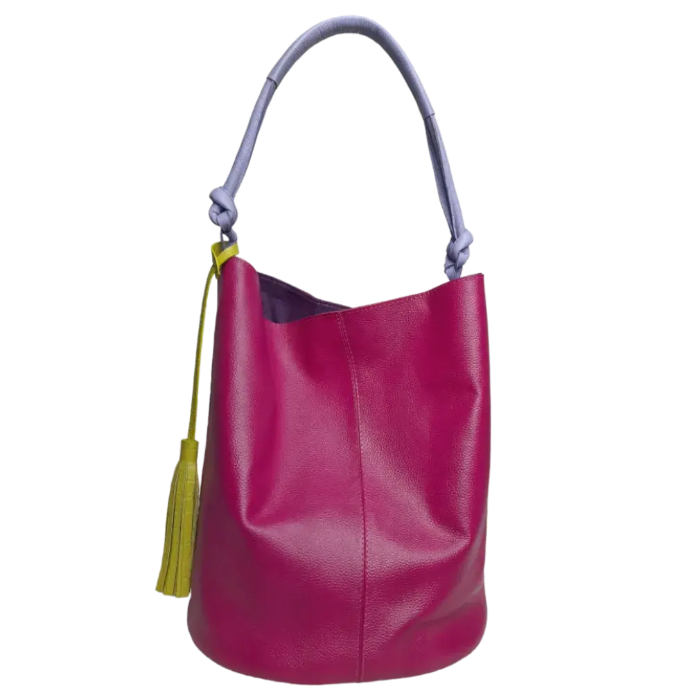 Bolso en cuero para mujer Olivia fucsia