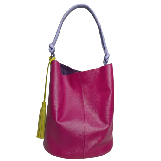 Bolso en cuero para mujer Olivia fucsia