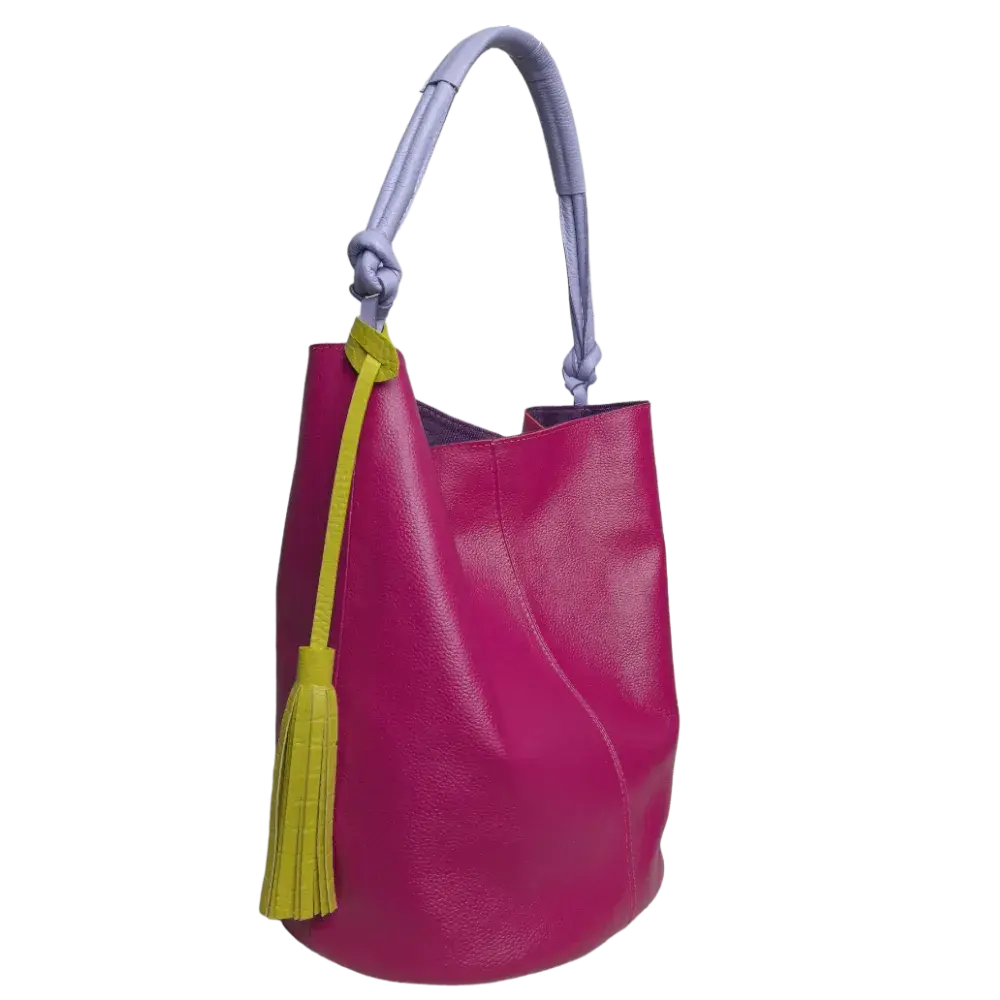 Bolso en cuero para mujer Olivia fucsia