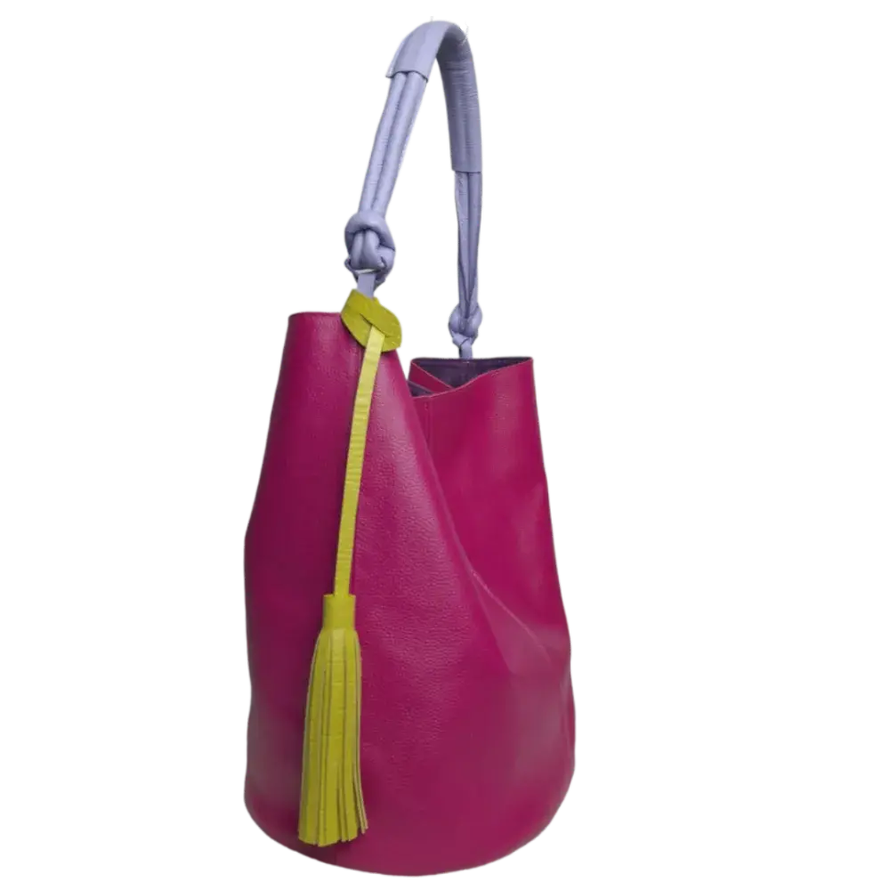 Bolso en cuero para mujer Olivia fucsia