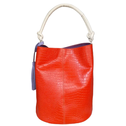 Olivia women's leather bag in orange reptile