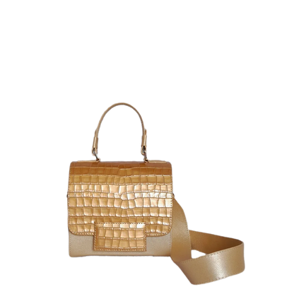 Bolso en cuero para mujer Elizabeth coquito oro blanco