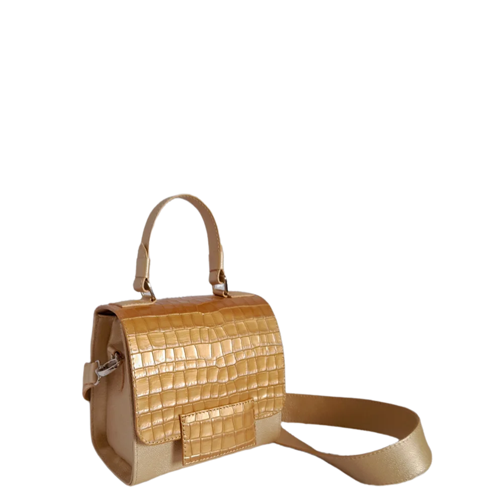 Bolso en cuero para mujer Elizabeth coquito oro blanco