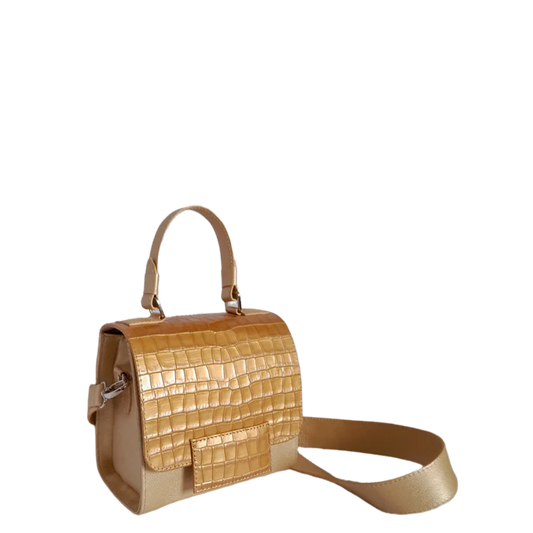 Bolso en cuero para mujer Elizabeth coquito oro blanco