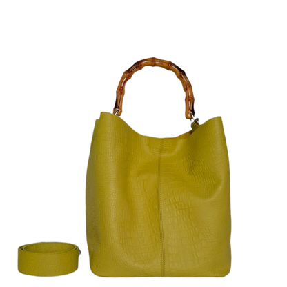 Claire Reptile Women's Leather Bag Lemon Green