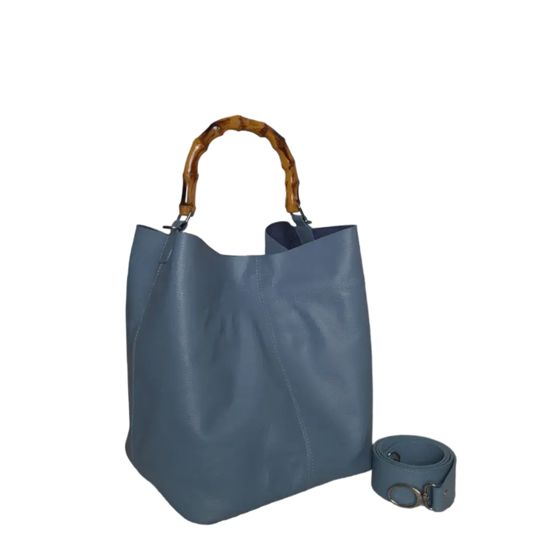 Claire women's leather bag in light blue