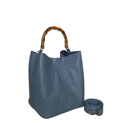 Claire women's leather bag in light blue