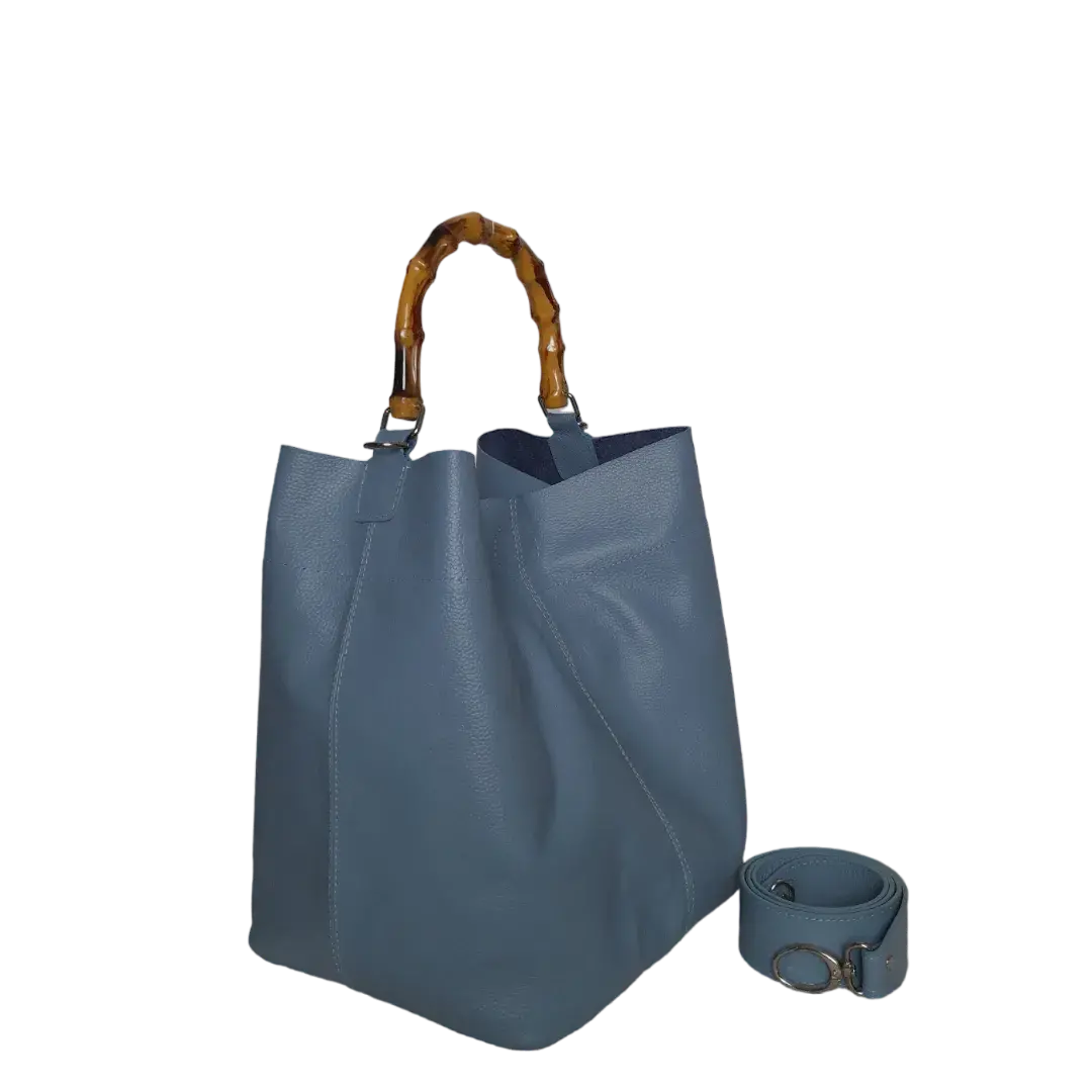 Claire women's leather bag in light blue