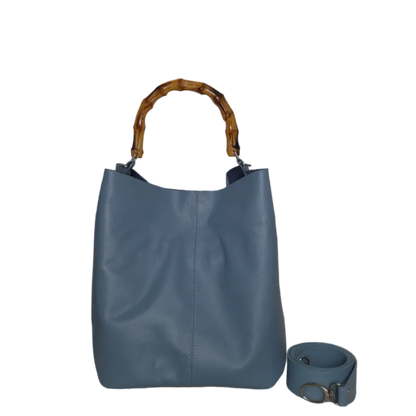 Claire women's leather bag in light blue