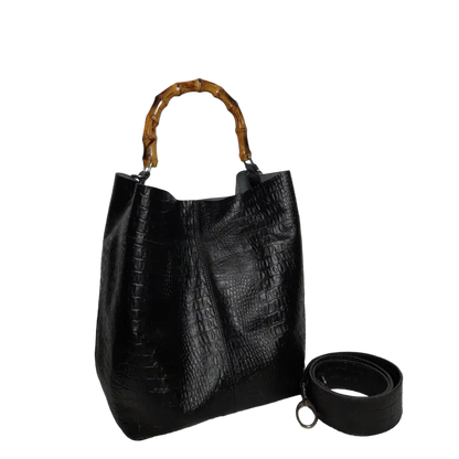 Claire women's leather bag black reptile