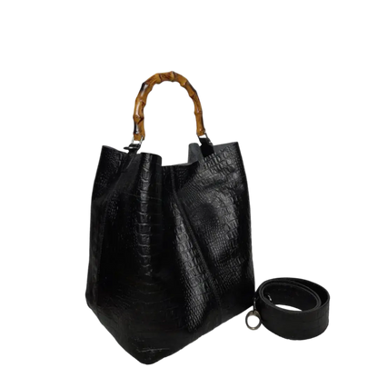 Claire women's leather bag black reptile