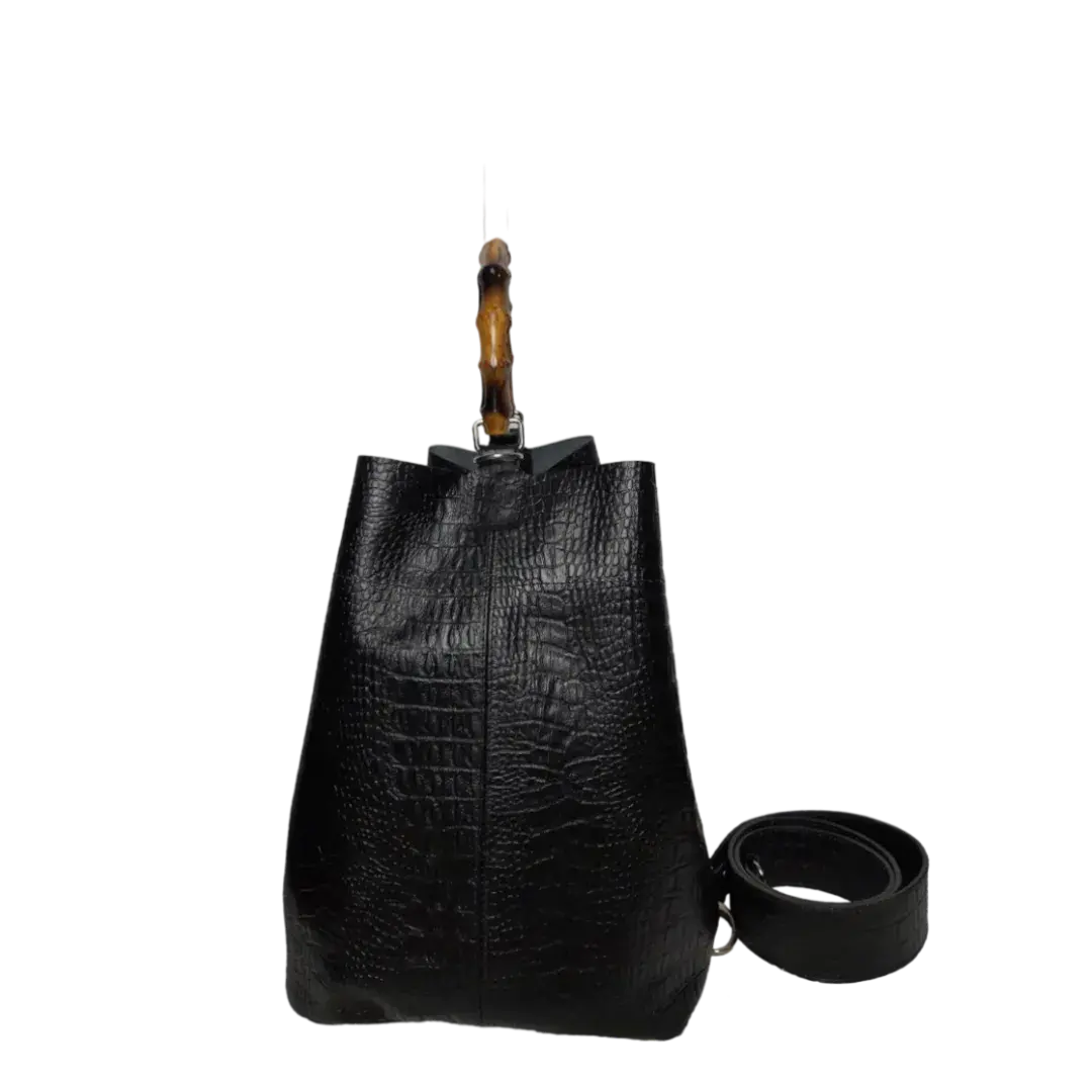 Bolso en cuero para mujer Claire reptil negro