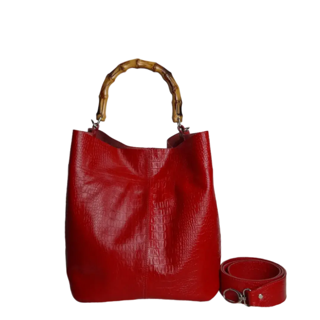 Bolso en cuero para mujer Claire reptil rojo