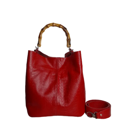 Claire women's leather bag reptile red