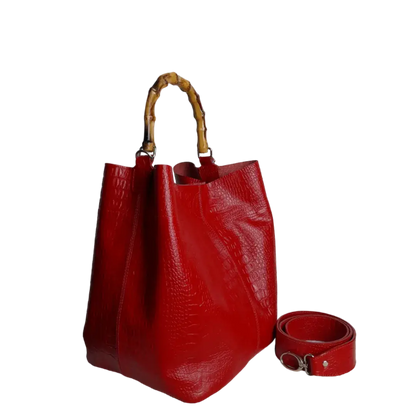 Bolso en cuero para mujer Claire reptil rojo