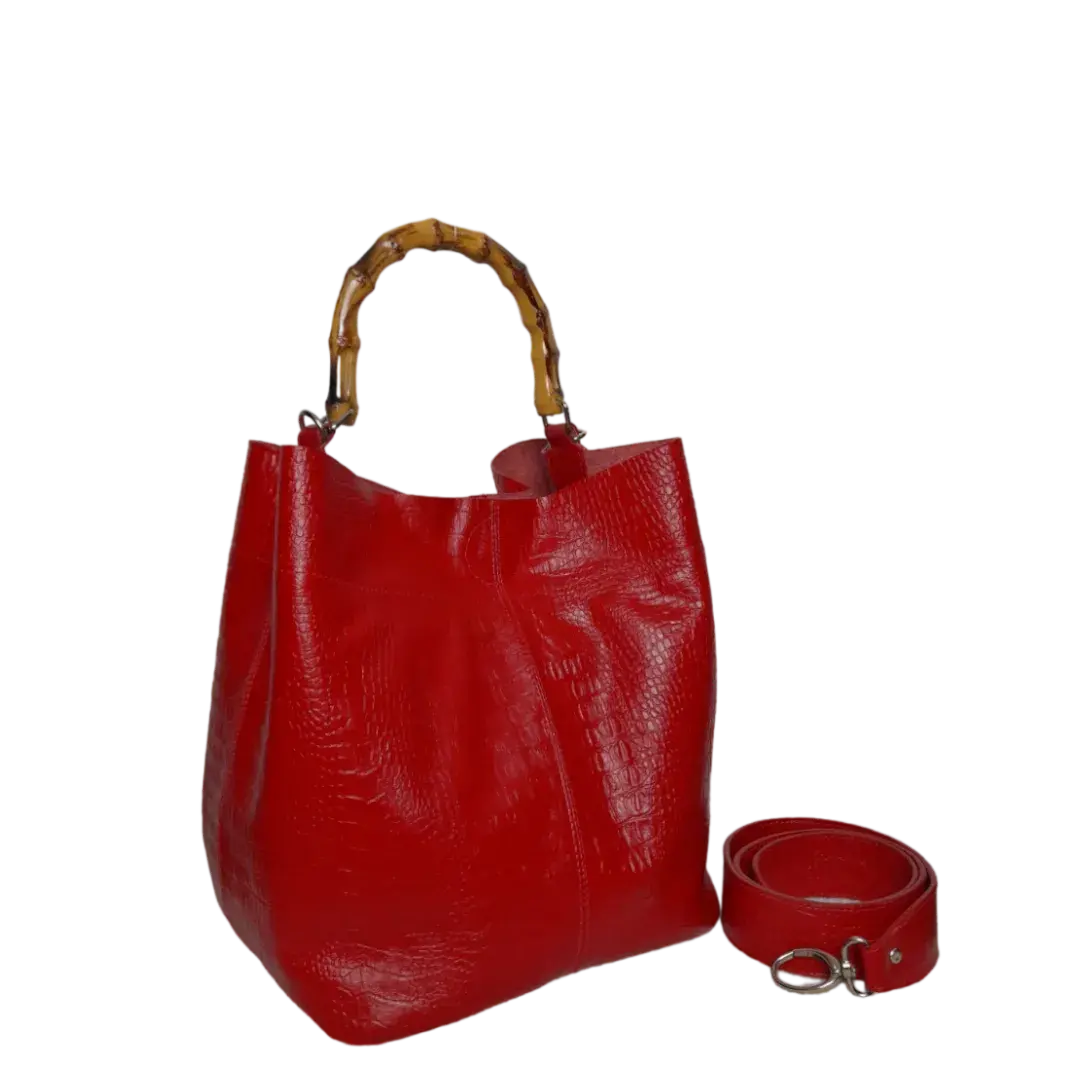 Bolso en cuero para mujer Claire reptil rojo