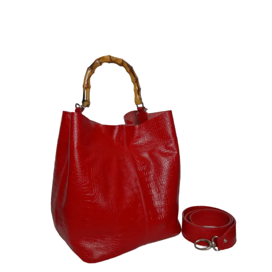 Bolso en cuero para mujer Claire reptil rojo