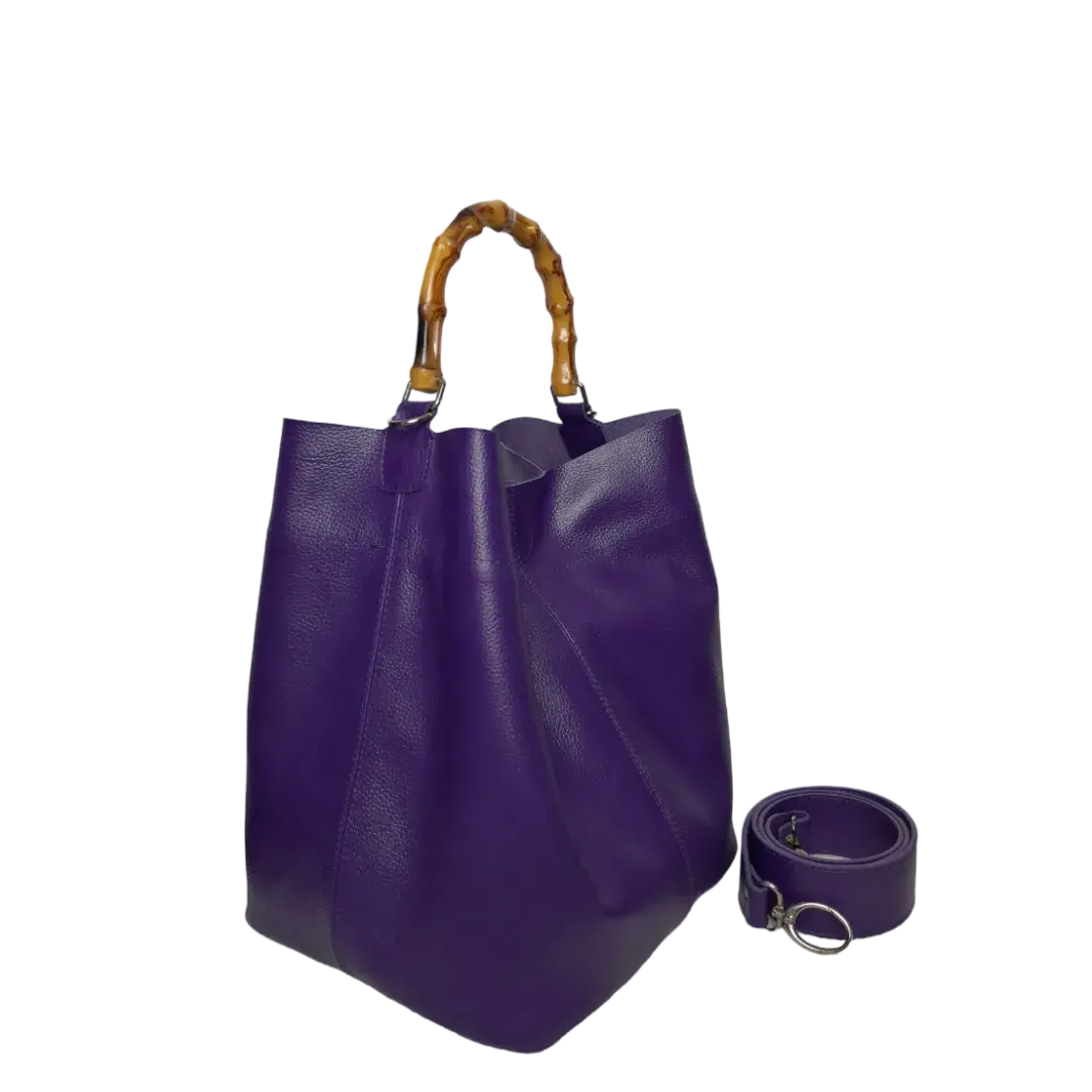 Claire women's leather bag in purple