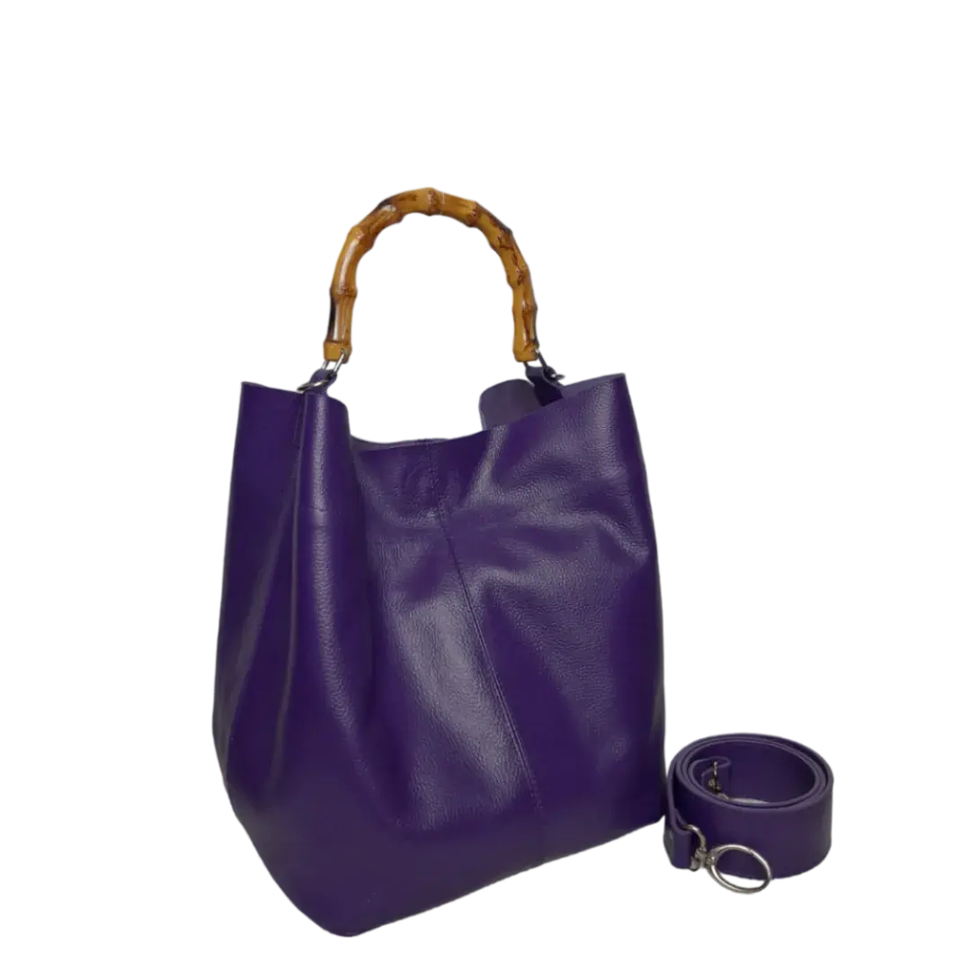 Claire women's leather bag in purple