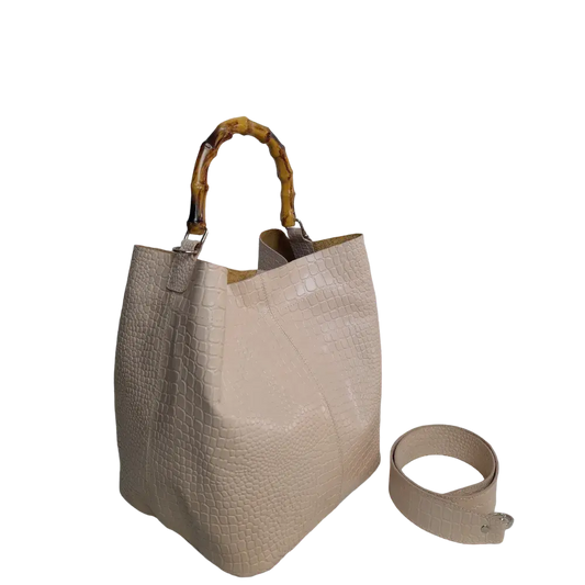 Bolso en cuero para mujer Claire reptil nude