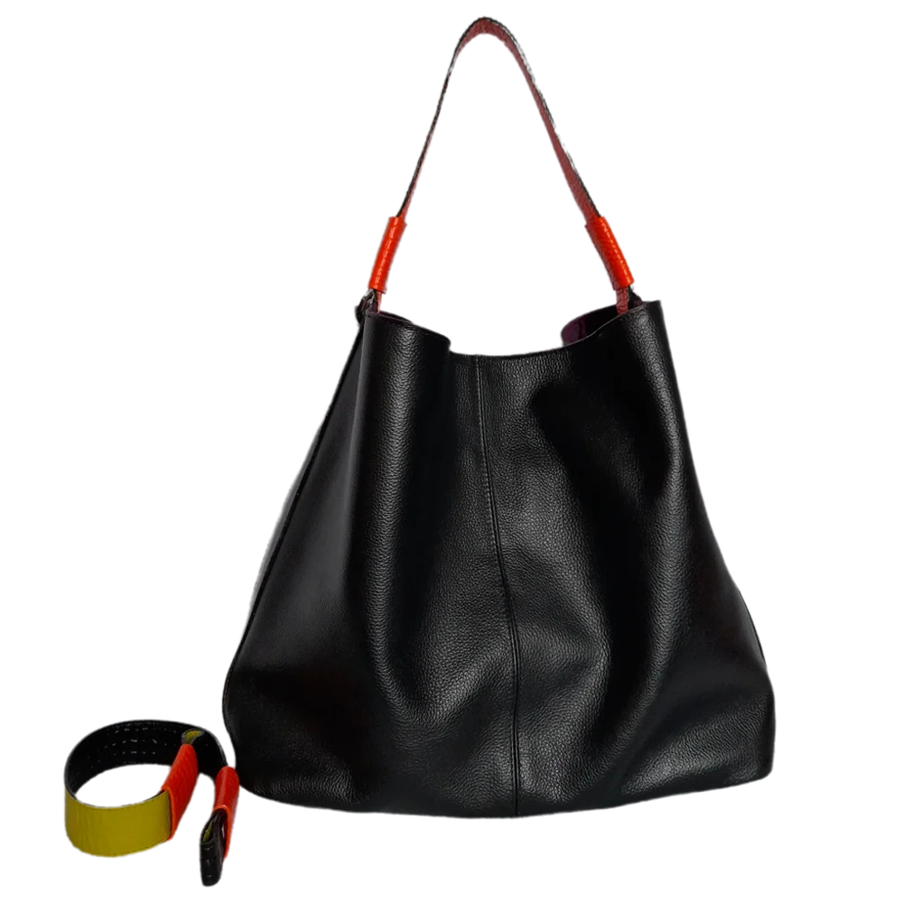 Bolso en cuero para mujer Addison Reptil negro