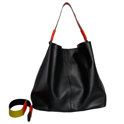 Bolso en cuero para mujer Addison Reptil negro