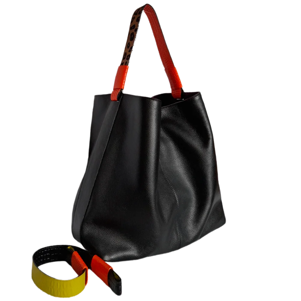 Bolso en cuero para mujer Addison Reptil negro