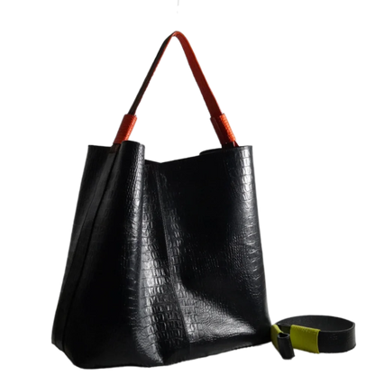 Bolso en cuero para mujer Addison Reptil negro