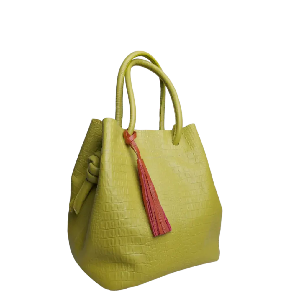 Bolso en cuero para mujer Brigitte reptil verde limon