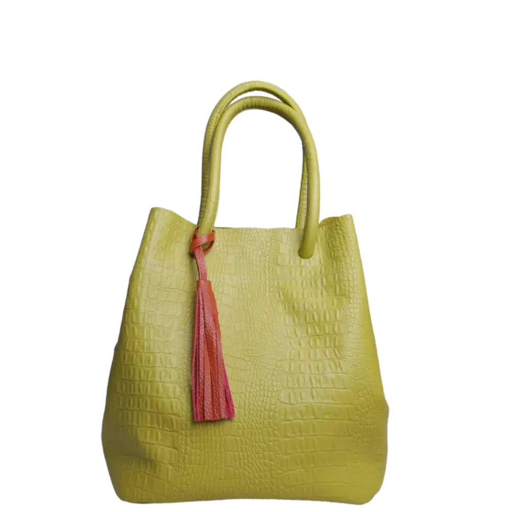 Bolso en cuero para mujer Brigitte reptil verde limon