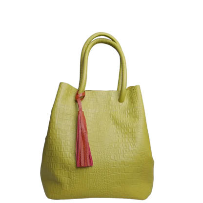 Bolso en cuero para mujer Brigitte reptil verde limon