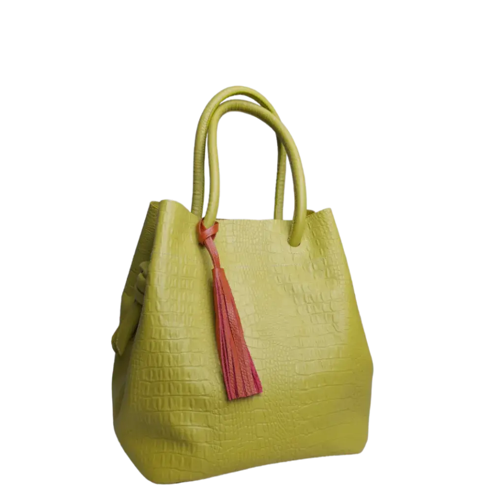 Bolso en cuero para mujer Brigitte reptil verde limon