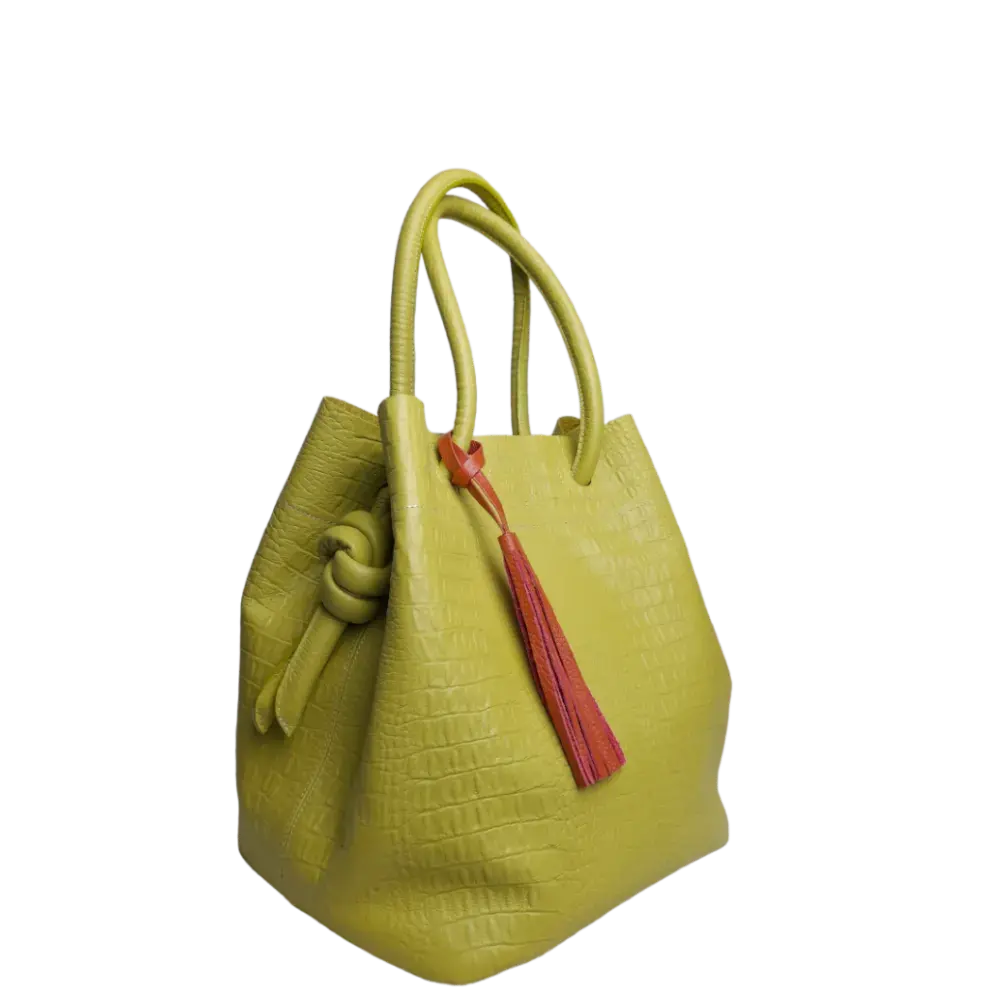 Bolso en cuero para mujer Brigitte reptil verde limon