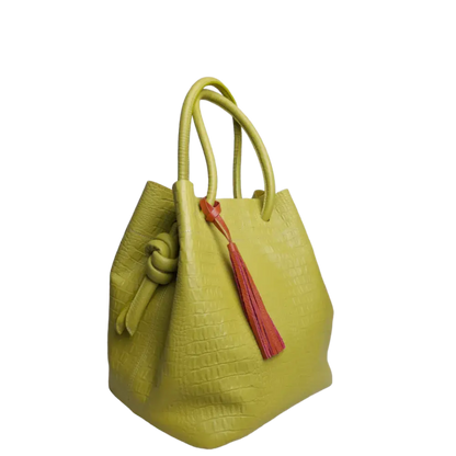 Bolso en cuero para mujer Brigitte reptil verde limon