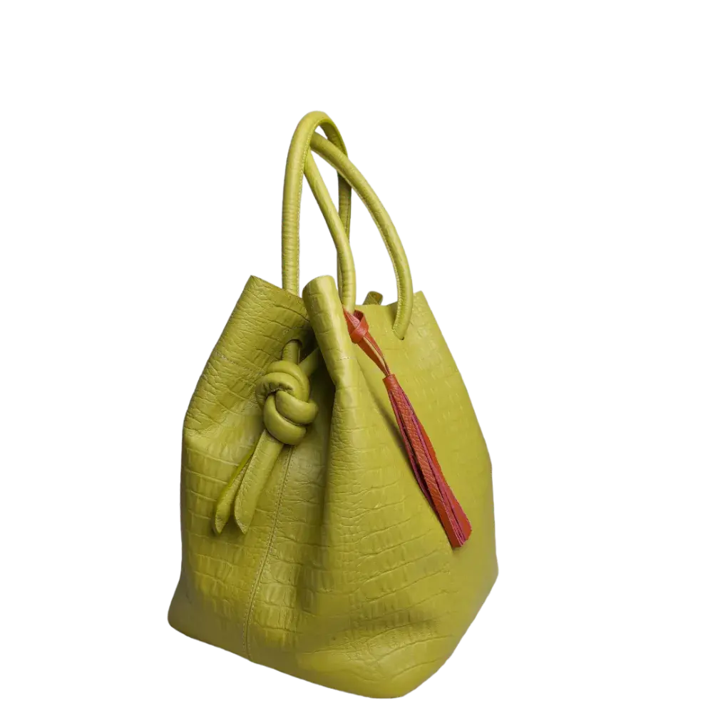 Bolso en cuero para mujer Brigitte reptil verde limon