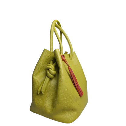 Bolso en cuero para mujer Brigitte reptil verde limon