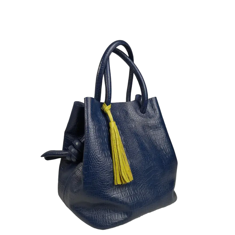 Bolso en cuero para mujer Brigitte Reptil azul oscuro